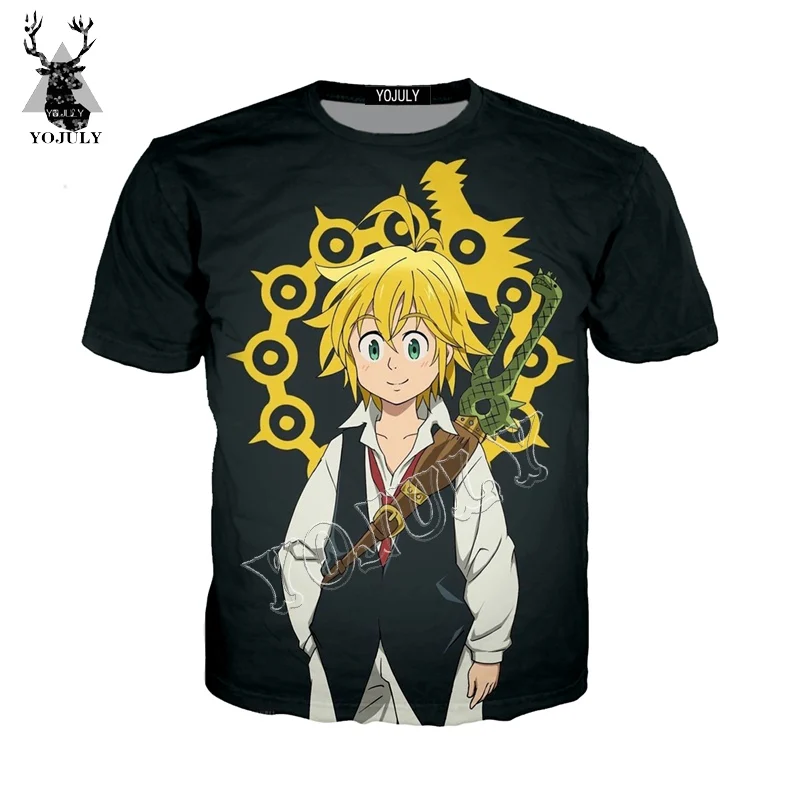 YOJULY The Seven Deadly Sins Meliodas аниме 3D Принт футболки летняя повседневная футболка унисекс Мужская/женская одежда с короткими рукавами Y30