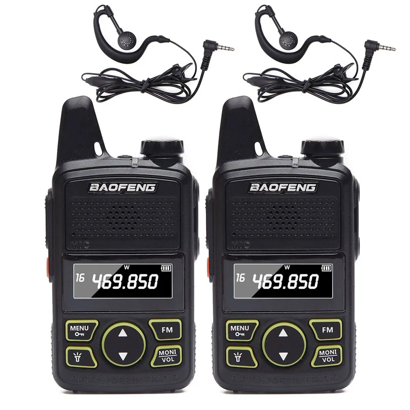 2pcs BAOFENG BF-T1 MINI Two Way Radio UHF 400-470mhz 20CH BFT1 Portable Walkie Talkie easy to carry BF T1 With 2 Headset - Цвет: 2 radio