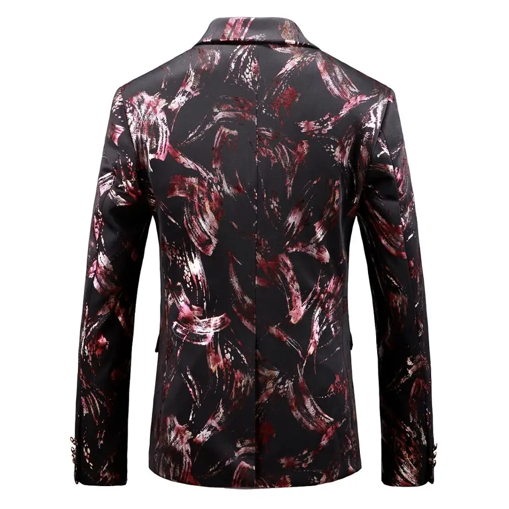 2019 New Men'S Printed Slim Suit Jacket High Quality Fashion Trend Personality Luxury Wild Gentleman Blazer