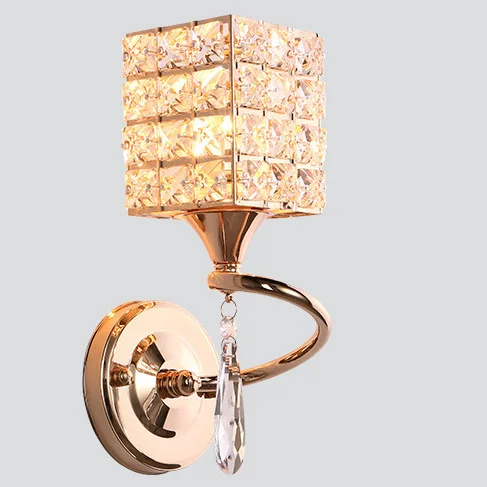 

YOOK 10cmX26cm LED Wall Lamp Crystal Wall Lamp Bedroom for Living Room Square Wrought Iron Wall Lamp E27 110V 220V