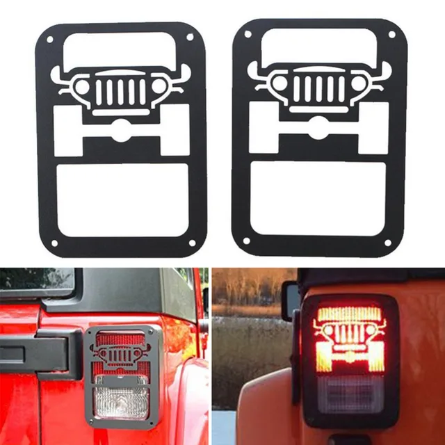 2Pcs Aluminum Alloy Plating Tail Light Cover for Jeep Wrangler 2007