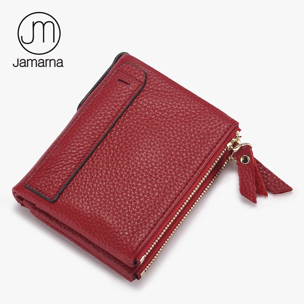 Jamarna 2017 Vintage Small Women Wallets Genuine Leather Wallet Female Double Zipper Design With Coin Purse Pockets Mini Wallet