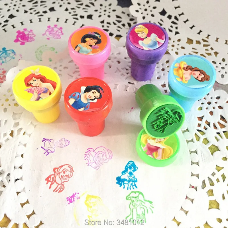 

6pcs/bag Rubber Self Inking Stamps Educational Toy Cartoon Princess Stamps Children Hobby School Art Tool of Party Toys Set