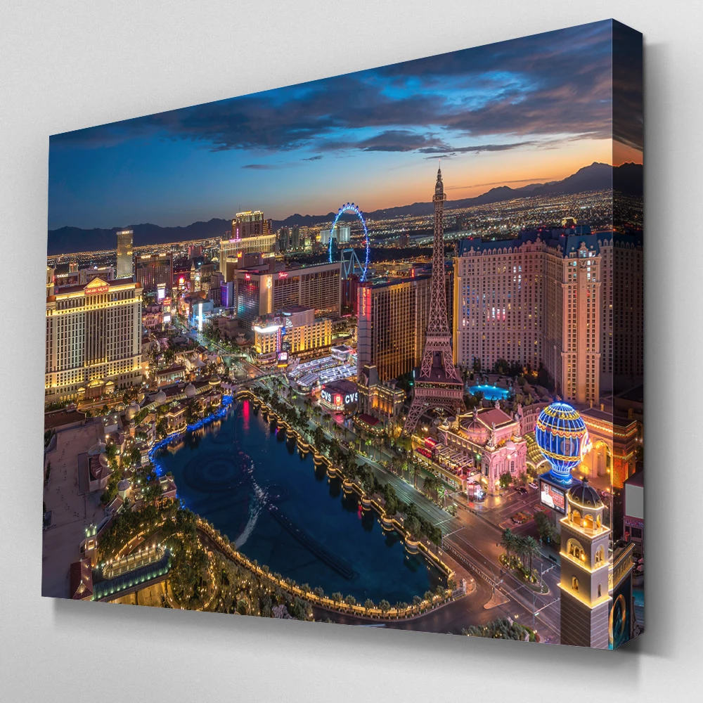 Las-Vegas-Cityscape-picture-Canvas-Print-Wooden-Framed-Paintings-Wall-Art-for-Home-Decor