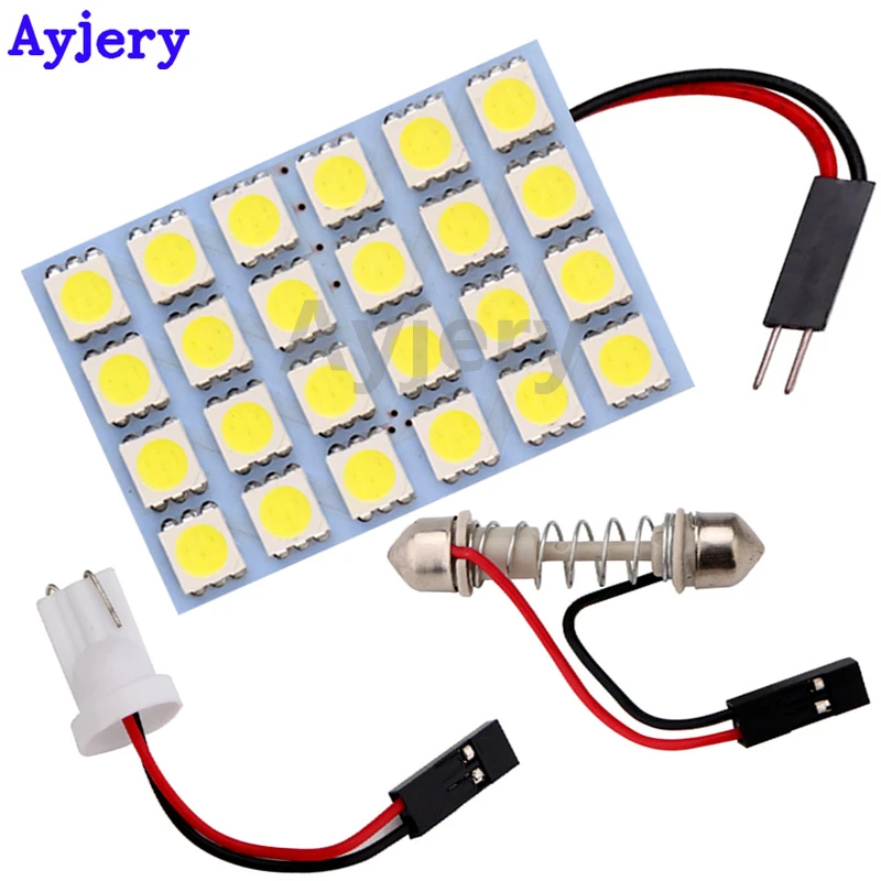 Ayjery 100 шт. Панелей свет 5050 24 SMD светодиодный свет футуристическая купольная лампа белая лампочка адаптеры гирлянда+ T10 переходники 12V