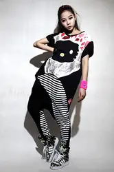 Новая мода шаровары; штаны для хип-хопа Повседневная Треники костюмы женские для выступления одежда неоновые полосы джаз брюки