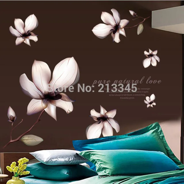 

[Fundecor] DIY Purple Flowers Wall Stickers vinyl retro home decor art mural sticker on the wall pegatinas de pared