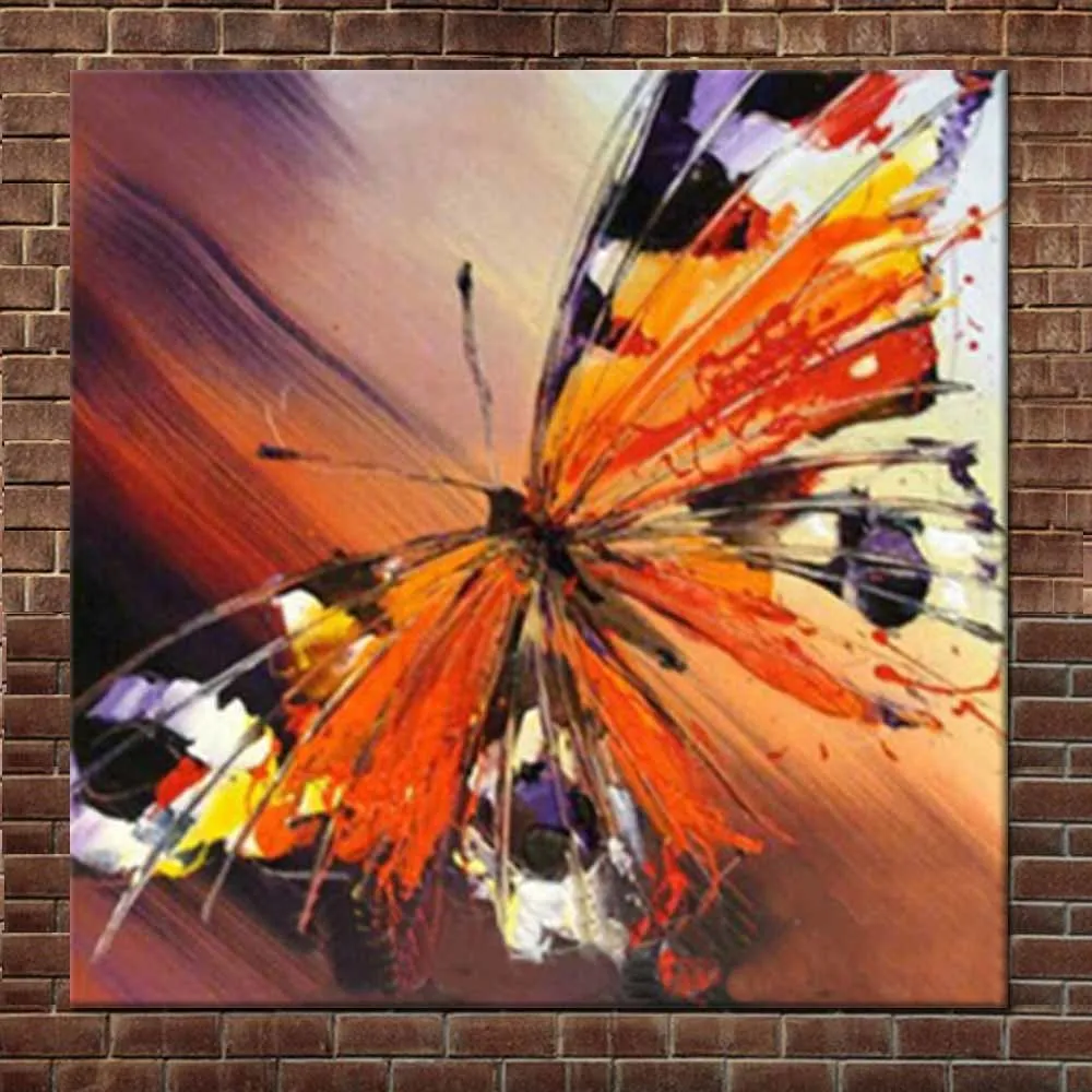 

Hand Painted Modern Art Abstract Butterfly Canvas Oil Painting Colorful Butterfly Wall Picture Living Room Home Wall Art Decor
