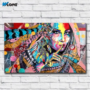 

Oil Painting Prints on Canvas Wall Art Abstract Colorful Girl Modern Home Decor Posters Wall Pictures for Living Room No framed