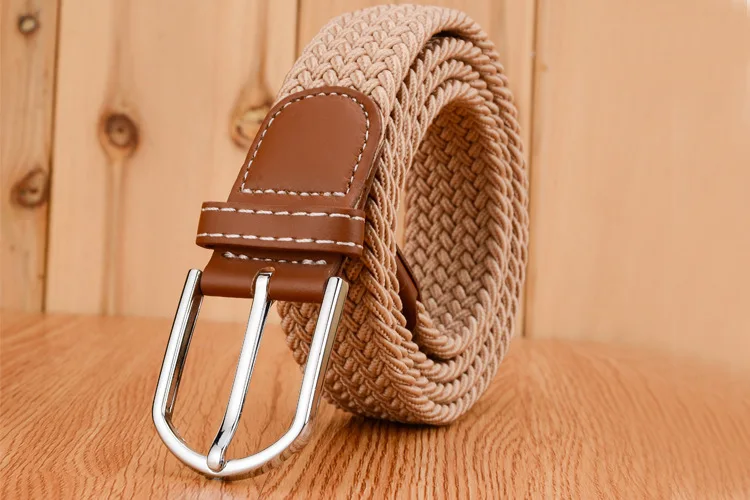 men's belts Men Women Casual Knitted Pin Buckle Belt Woven Canvas Elastic Stretch Webbing for Jeans Fashion Men's  Expandable work belts for men