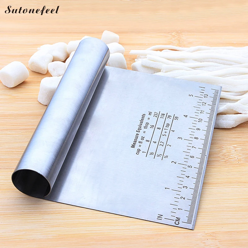 

SutoneFeel Pastry Cutter Pizza Dough Scraper Cutter Bench Scraper Measuring Guide Bread Slicer Kitchen Accessories