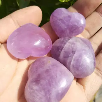 

4pcs GEMMY MADAGASCAR AMETHYST CRYSTAL HEART SCULPTURE