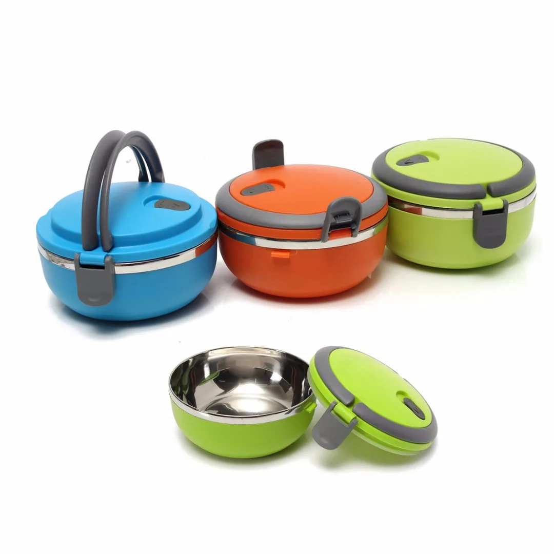 Mayitr Stainless Steel 650ML 1Layer Thermal Insulated Lunch Box Bento Food Container Ecofriendly Picnic Food Box 3 Colors