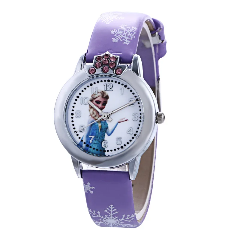 FROZEN Children Watches Girls Luxury Rhinestone Quartz Watch Women Fashion Casual Leather Wristwatch Christmas Gift Relogio
