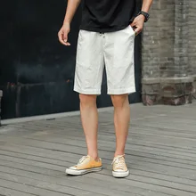 Летние мужские повседневные шорты до колена, классная льняная штаны, однотонные шорты с эластичной резинкой на талии, мужские повседневные шорты, пляжные шорты для отдыха