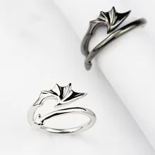 Moda esmalte casal anéis de aço inoxidável anéis romântico anjo diabo asas anéis noivado casamento casais anéis