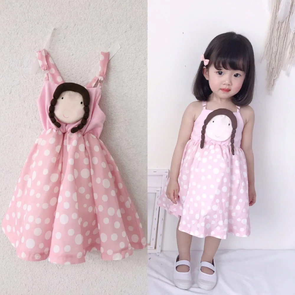 

Kids summer clothes princess party dress dot pattern summer cotton overall dress