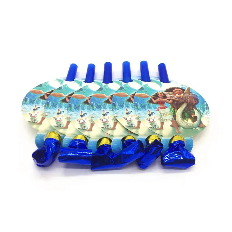 

Disney Moana Party Cartoon Funny Whistles Blowing Dragon Child Birthday Party Blowout Baby Shower Noise Maker Supply 6Pcs/Lot