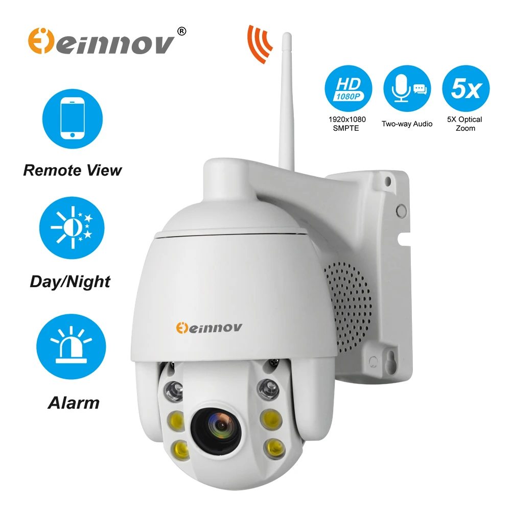 Baratos Einnov 5XZoom HD PTZ IP Cámara Wifi CCTV cámara de Video vigilancia al aire libre 1080P hogar cámara de seguridad inalámbrica Audio de dos vías IR