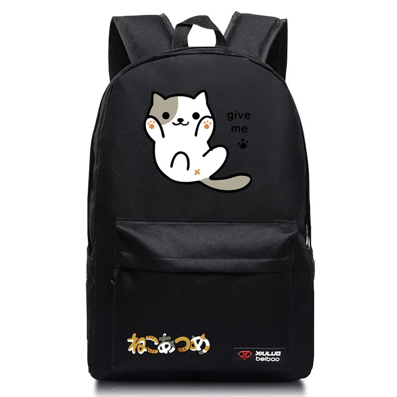 

2017Game Neko Atsume Backpack for Teenagers Cat Backyard school bags Candy Color Unisex mochila Anime BackpackKitty backyard bag