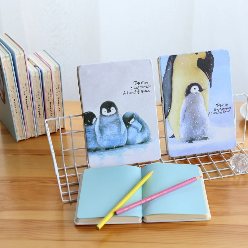 

Korean Notebook Hardcover Cute Penguin Kawaii Diary Color Note Book Paper Kawaii School Supplies Stationery Store Free Shipping