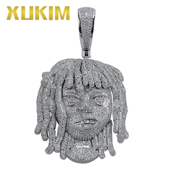 

Xukim Jewelry Hip Hop Silver Color Personalized Lil Pump Pendant Necklace Full Iced Out Cubic Zircoina Punk Rapper Charm Jewelry