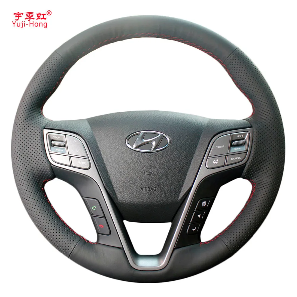 

Yuji-Hong Artificial Leather Car Steering Wheel Covers Case for Hyundai SantaFe 2013 Grand IX45 Hand-stitched Cover