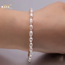 JYX 5-6 мм белый овальный культивированный натуральный пресноводный жемчуг браслет на день рождения Свадебный браслет подарки