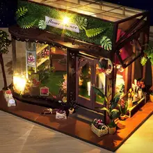 Цветочный магазин DIY кукольный домик Миниатюрный Кукольный домик с мебелью красивые игрушки для детей Новогодний Рождественский подарок