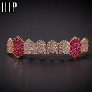 

Hip Hop Bling Copper Multi-Color Teeth Micro Paved Colorful Cubic Zirconia TeethGrillz For Men Jewelry