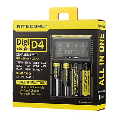 Оригинальное Nitecore D4 зарядное устройство с ЖК-дисплеем интеллектуальное зарядное устройство Li-Ion 18650 14500 16340 26650 AAA AA 12 В - Цвет: D4