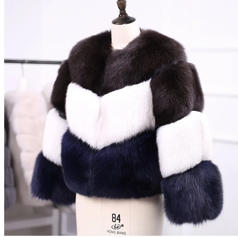 

Winter 2019 Luxury Gorgeous Real Fox Fur Coat Fashionable Hit Color Warm Women Coat Streetwear Outwear Thick Real Fur Jacket