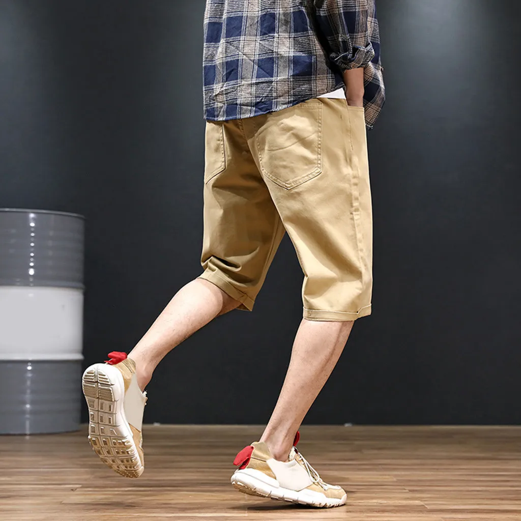 Jaycosin Men's Solid Straight Short Pants Casual New Fashion Drawstring Pants Summer Loose Shorts Nuevos Pantalones De Moda