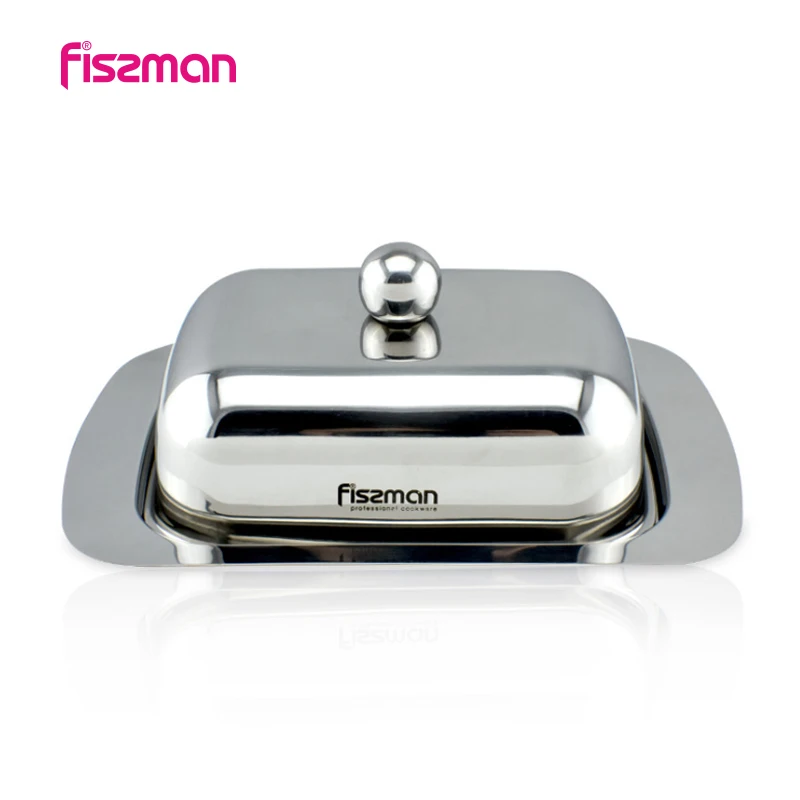 

Fissman Durable Stainless Steel Butter Dish Box Container Cheese Server Storage Keeper Tray with Lid Kitchen Dinnerware