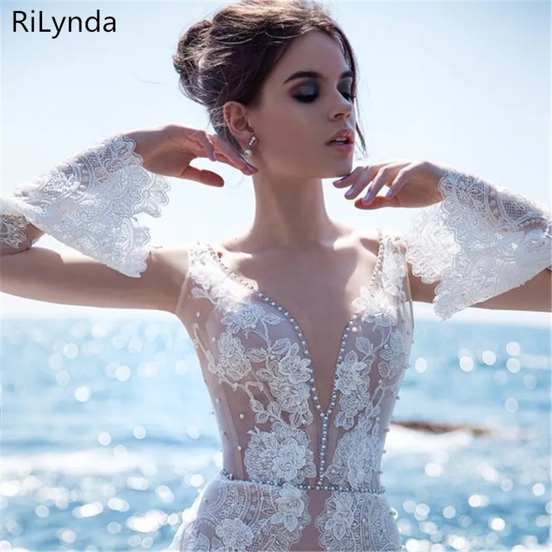 

Wedding Dress 2019 V Neck Cap Sleeve Lace Beach Wedding Gown Cheap Backless Custom Made Free Shipping Bride Dresses