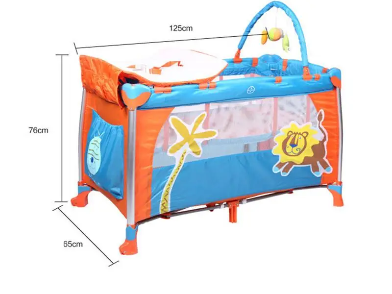  2017 Lion Pattern Baby Cribs Bed & Diaper Changing Stations Portable Foldable Playpen Crib Child Al