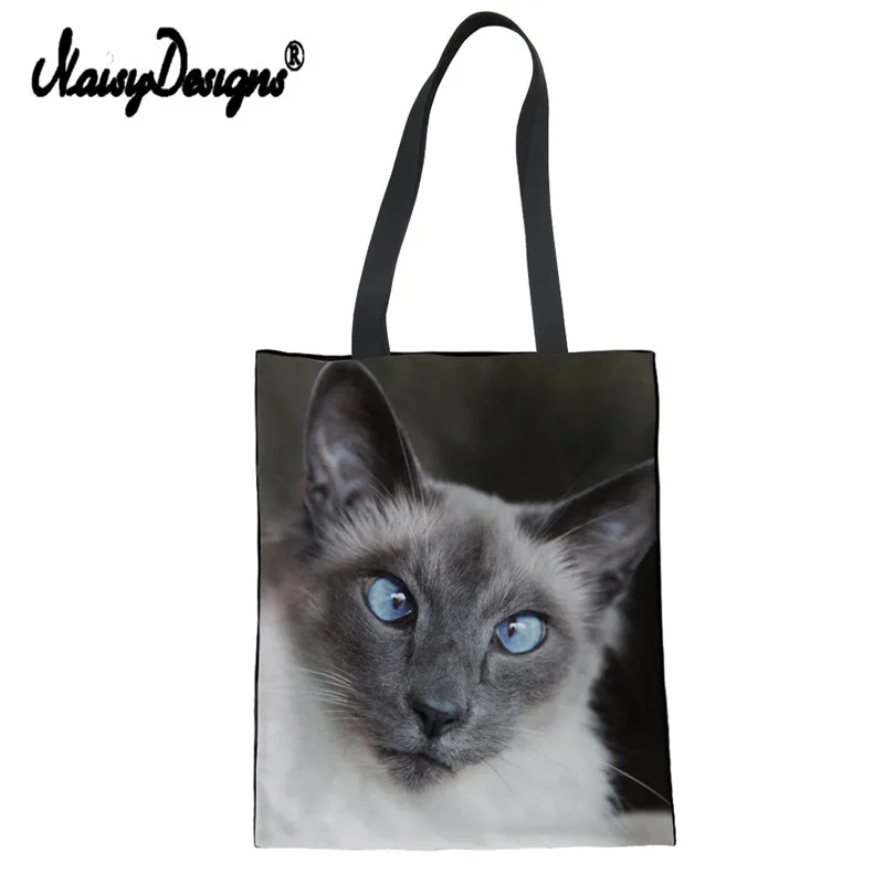 LMF1256Z22 Siamese Cat Print женская сумка для покупок сумки на плечо Экологичная сумка для магазина сумки для книг подарки для лучшего друга дропшиппинг - Цвет: LMF1256Z22