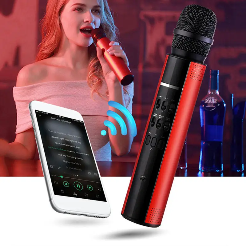 Ручной микрофон караоке микрофон Ktv плеер Bluetooth беспроводной динамик Запись музыки многофункциональные микрофоны