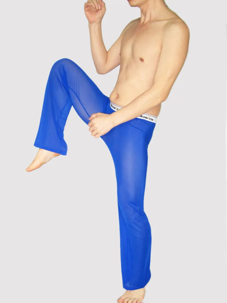 Manview мужские брюки мужские полностью прозрачные Брюки домашние повседневные сексуальные марлевые свободные для сна, низ Vestidos1573a
