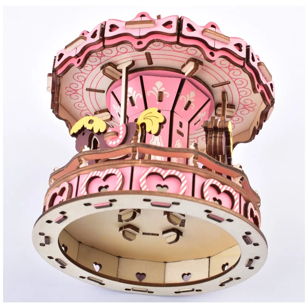 Merry-Go-Round DIY 3D деревянная головоломка лазерная резка ручная сборка детские развивающие деревянные игрушки для детей подарок девочка игрушка