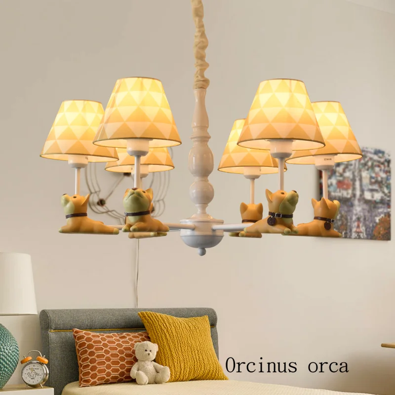 

American cartoon cartoon dog pendant lamp Boy Girl Bedroom children room lamp European garden LED resin animal pendant lamp