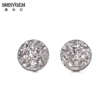 SHINYGEM 4 мм крошечные 925 пробы Серебристые друзы серьги-гвоздики сверкающий кристалл маленький круглый натуральный камень серьги для женщин ювелирные изделия
