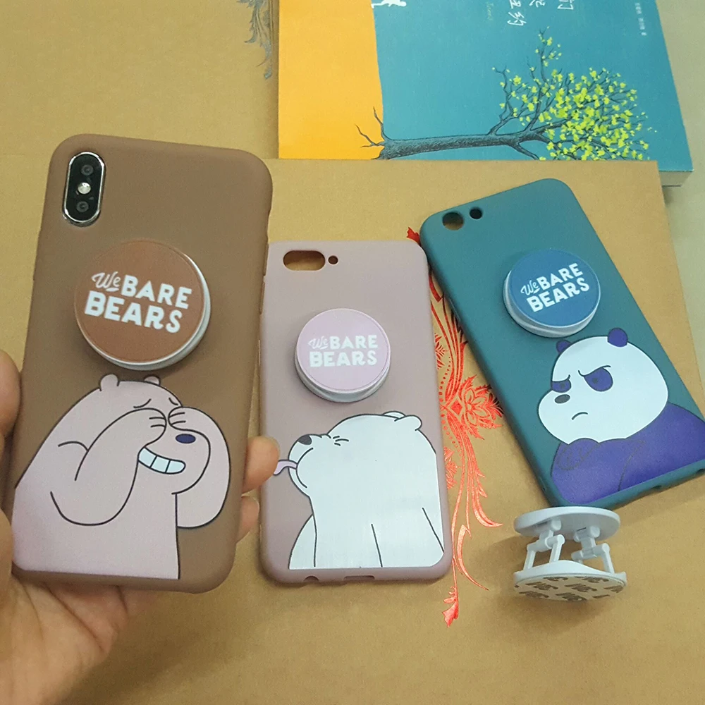 

Bare Bears Case for Vivo Y66 Y67 Y71 Y75 Y79 Y83 Y85 Y93 91 Y17 Y97 V5S 7Plus V9 X20 X21i X9S Phone Case Soft Cover with bracket