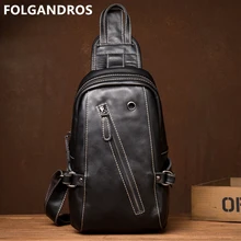 Мужские сумки из натуральной кожи, винтажные сумки из натуральной воловьей кожи, сумка для груди, брендовая универсальная сумка через плечо для сотового телефона