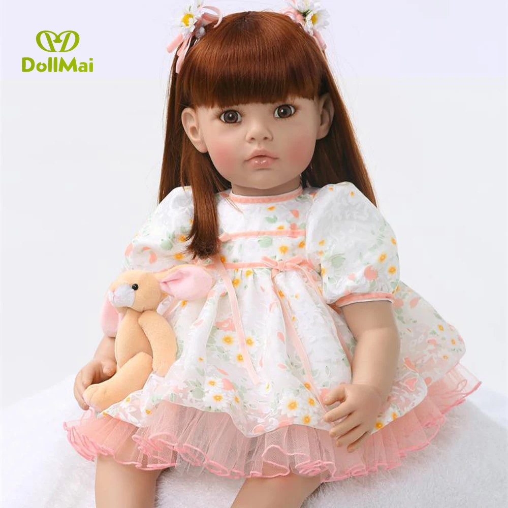 

24" 60cm Realistic Soft Silicone Reborn Baby Smile Girl Dolls Lifelike Newborn Doll Girl Gift Reborn Dolls Bonecas Babies Toys