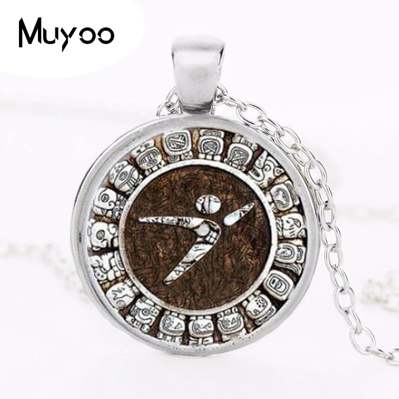 Ацтекское ожерелье с календарем фотосессия xiuhpohualli кабошоном из стекла HZ1|necklace