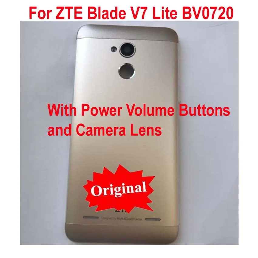 Goedkoop 100% Originele Nieuwe Voor ZTE Blade V7 Lite BV0720 Back Battery Cover Deur Behuizing Case Achter Glas Camera lens + power Volume Knoppen