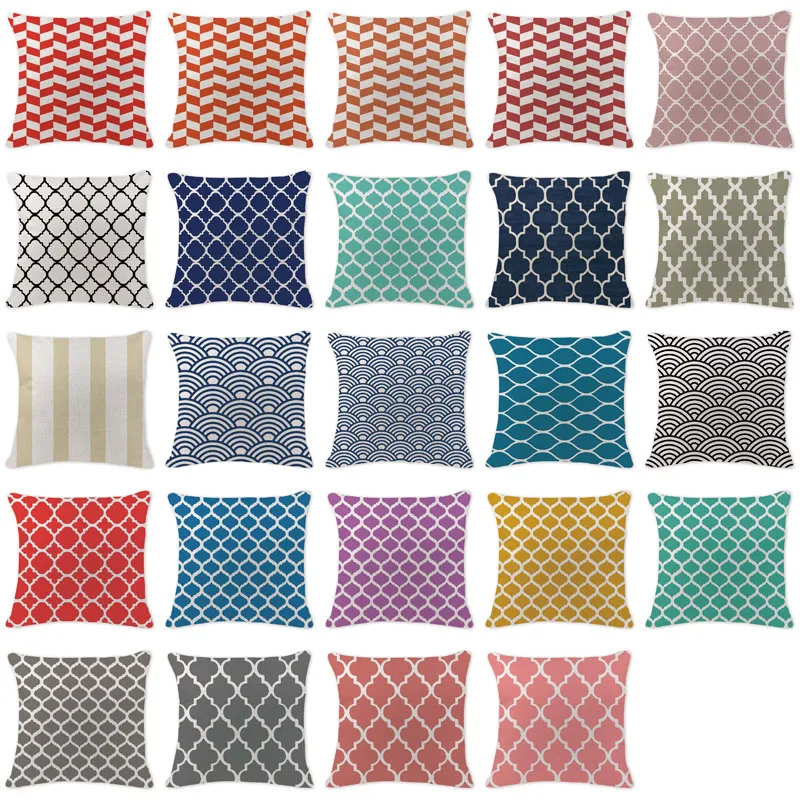 

Modern Simple Geometry Cushion Cover Throw Pillow Cotton Linen Car Sofa Bedroom Home Decor Textile Printed Custom Pillow Case