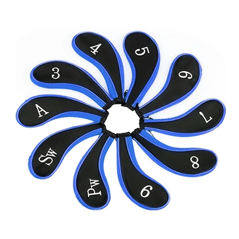 حديثا 10 قطعة كم النيوبرين انغلق نادي الغولف الحديد مضرب Headcovers غطاء رأس حماية حالة في الهواء الطلق الرياضية FMS19