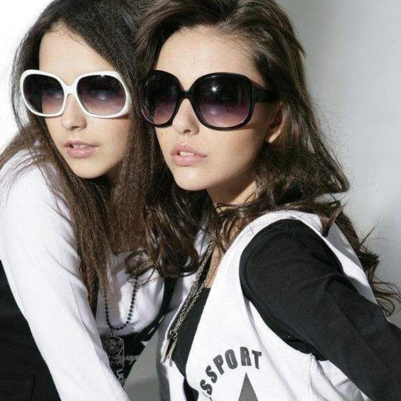 Women Fashion Oversized Sun oval glasses white Retro Women Sunglasses